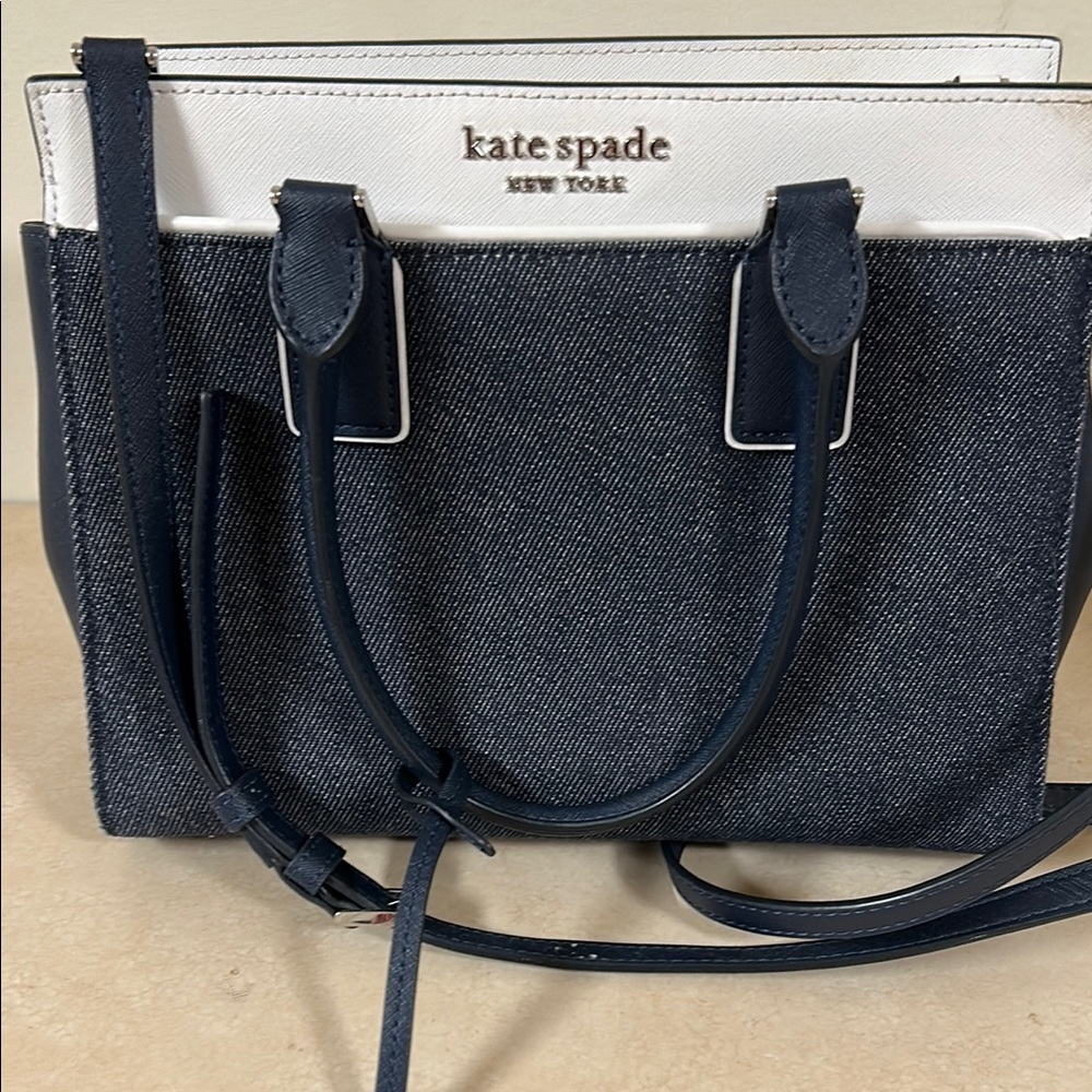 Kate Spade denim and White Satchel Bag